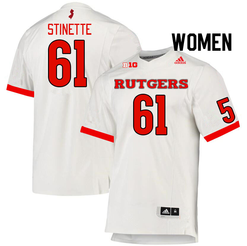 Women #61 Emir Stinette Rutgers Scarlet Knights College Football Jerseys Stitched Sale-White